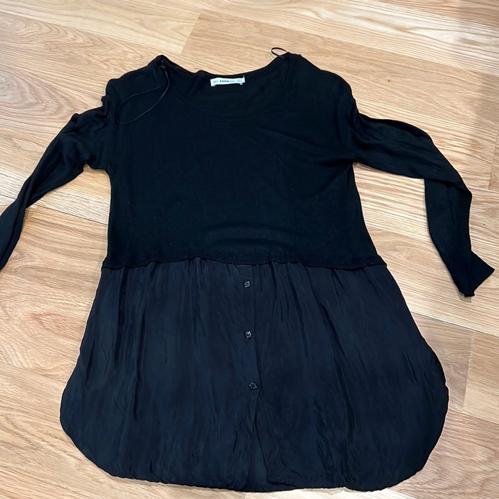 Zara blouse. Half knit top with silky button down blouse part on the bottom